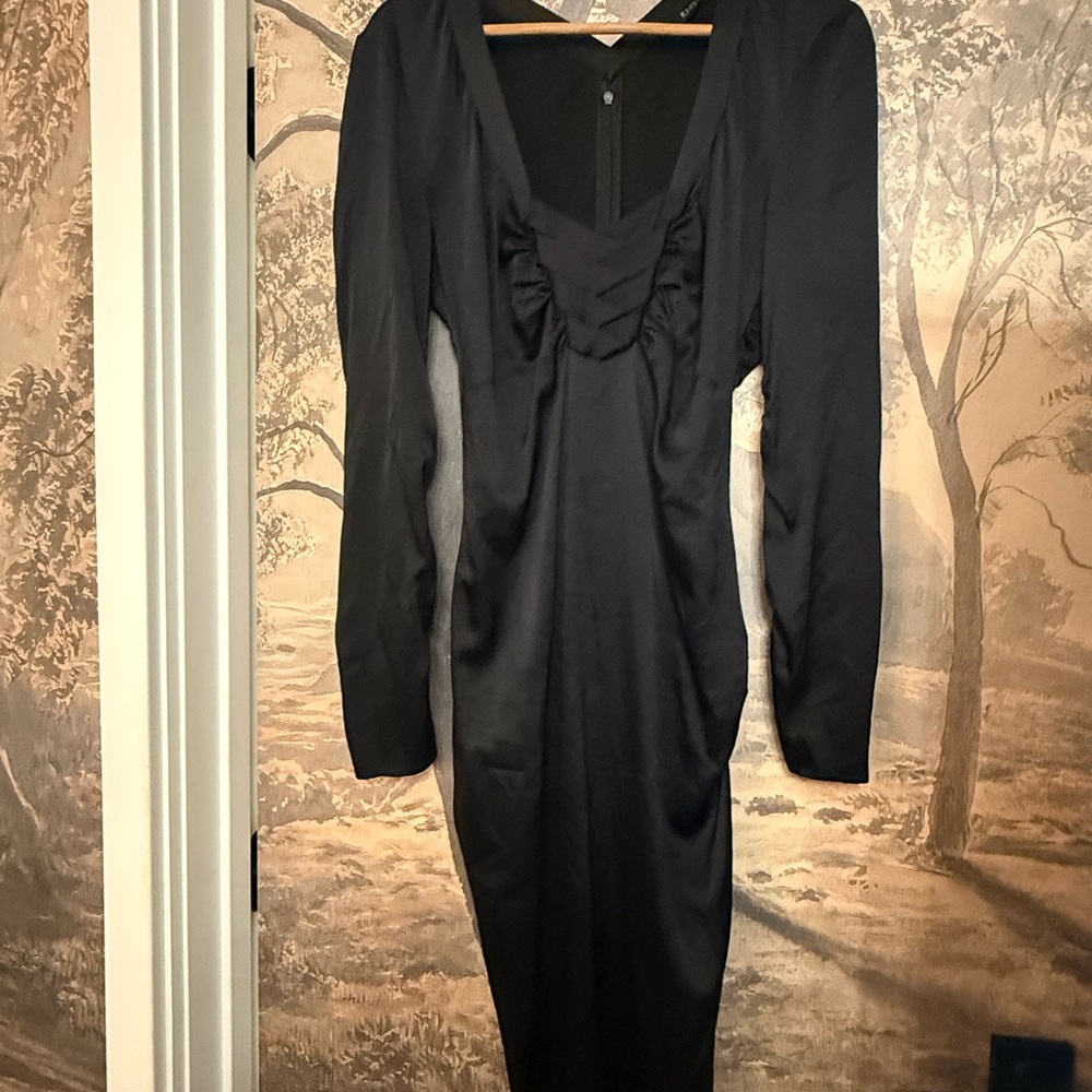 Vintage Silk Gucci Long-Sleeve V-Neck Sheath Dress